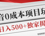 短视频变现套路剖析，抖音0成本赚钱项目玩法，日入500+独家揭秘（共2节视频）-新手副业项目