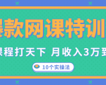 爆款网课特训营，一套课程打天下，网课变现的10个实操法，月收入3万到10万-新手副业项目