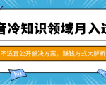 抖音冷知识领域月入过万项目，不适宜公开解决方案 ，抖音赚钱方式大解析！-新手副业项目