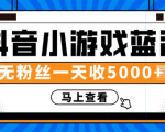 赚钱计划:抖音小游戏蓝海项目,无粉丝一天收入5000+-新手副业项目