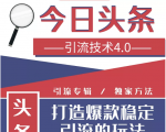 今日头条引流技术4.0，微头条实战细节，微头条引流核心技巧分析，快速发布引流玩法-新手副业项目