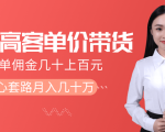 抖音高单价带货项目，一单佣金几十上百元，核心套路月入几十万（共3节）-新手副业项目