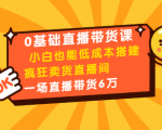 0基础直播带货课：小白也能低成本搭建疯狂卖货直播间：1场直播带货6万-新手副业项目