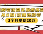 视频号运营实操训练营：从0到1玩赚视频号，3个月变现20万-新手副业项目