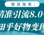 狼叔知乎精准引流8.0,知乎好物变现技术,轻松月赚3W+-新手副业项目