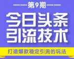 今日头条引流技术第9期,打造爆款稳定引流 百万阅读玩法,收入每月轻松过万-新手副业项目