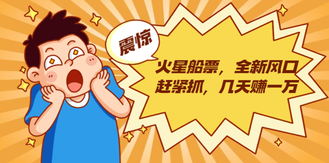 火星船票，全新风口赶紧抓，几天赚一万+摆地摊卖尾货月入一万（5个项目）-新手副业项目