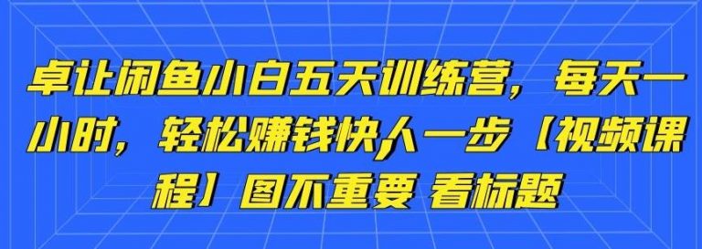 卓让闲鱼小白五天训练营，每天一小时，轻松赚钱快人一步-新手副业项目