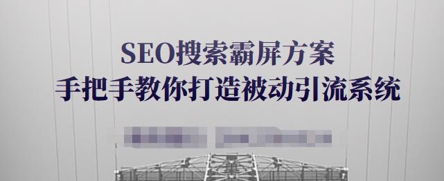 SEO搜索霸屏方案,手把手教你打造被动引流系统【视频课程】-新手副业项目