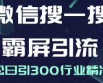 微信搜一搜霸屏引流课，打造被动精准引流系统，轻松日引300行业精准粉-新手副业项目