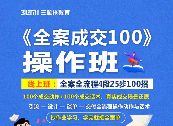 《全案成交100》全案全流程4段25步100招，操作班-新手副业项目
