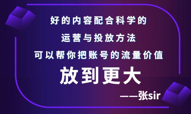 张sir账号流量增长课,告别海王流量,让你的流量更精准-新手副业项目