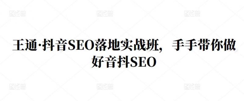 王通·抖音SEO落地实战班，手‬手带你做好音抖‬‬SEO-新手副业项目