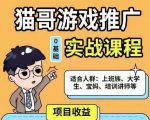 猫哥·游戏推广实战课程，单视频收益达6位数，从0到1成为优质游戏达人-新手副业项目