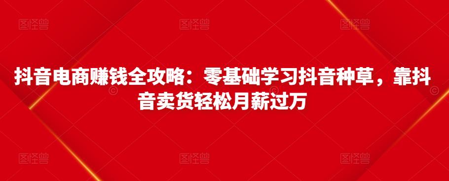抖音电商赚钱全攻略：零基础学习抖音种草，靠抖音卖货轻松月薪过万-新手副业项目
