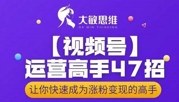 大敏思维-视频号运营高手47招,让你快速成为涨粉变现高手-新手副业项目