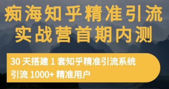 痴海知乎精准引流实战营1-2期，30天搭建1套知乎精准引流系统，引流1000+精准用户-新手副业项目