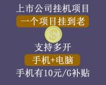 正规挂机项目，支持手机电脑一起挂，支持虚拟机多开，可以挂到老-新手副业项目