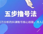 五步撸号法，掌握百万分析的抖课账号核心技能，从逻辑到实操-新手副业项目