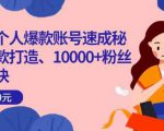 小红书个人爆款账号速成秘籍,爆款打造、10000+粉丝引流秘诀-新手副业项目