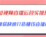 短视频直播运营实操班，直播带货精细化运营实操，教你快速打造赚钱直播间-新手副业项目