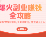 爆火副业赚钱全攻略：实打实演练/学完就能用/全渠道赚钱，带普通人月入３万元-新手副业项目