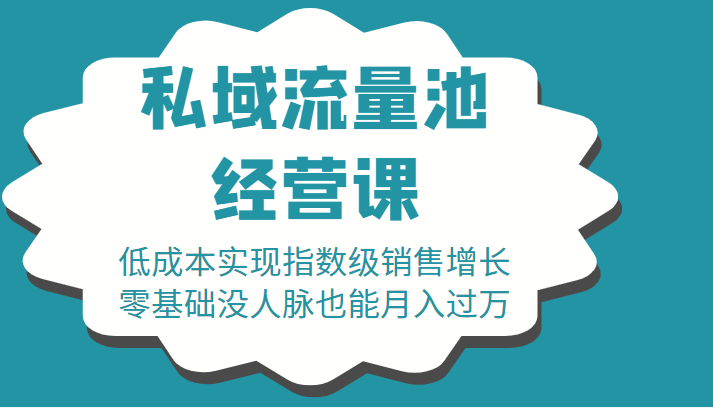 16堂私域流量池经营课：低成本实现指数级销售增长，零基础没人脉也能月入过万-新手副业项目