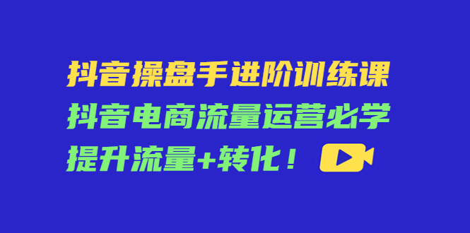 抖音操盘手进阶训练课:抖音电商流量运营必学,提升流量+转化-新手副业项目