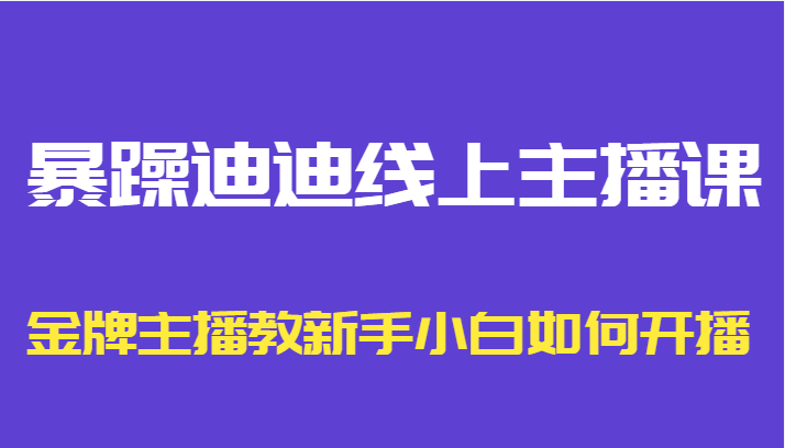暴躁迪迪线上主播课，金牌主播教新手小白如何开播-新手副业项目