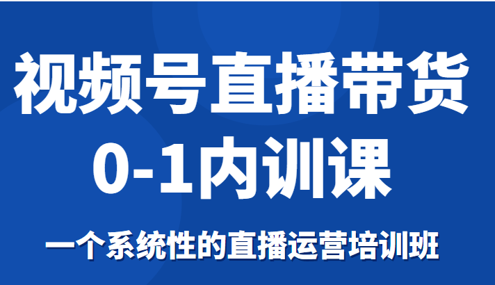 视频号直播带货0-1内训课，一个系统性的直播运营培训班-新手副业项目