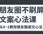 朋友圈不刷屏文案心法课 人人都要懂的商业逻辑 从0~1教你朋友圈成交心法-新手副业项目