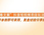 “毒文案”抖音短视频项目玩法，小程序拿图即可变现，复盘经验分享给大家-新手副业项目