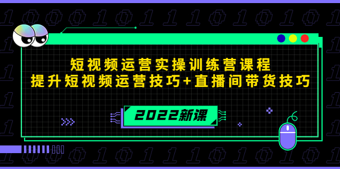 2022短视频运营实操训练营课程，提升短视频运营技巧+直播间带货技巧-新手副业项目