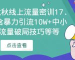 2023秋秋线上流量密训17.0：包含暴力引流10W+中小卖家流量破局技巧等等-新手副业项目