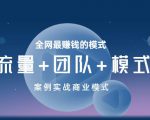 王冲老师《流量+团队+模式》商业模式实战课，全网最赚钱的模式-新手副业项目