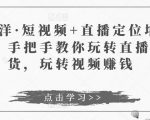 于洋·短视频+直播定位培训,手把手教你玩转直播卖货,玩转视频赚钱-新手副业项目