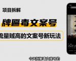 2023抖音快手毒文案新玩法,牌匾文案号,起号快易变现-新手副业项目