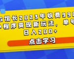 D1G馆长2023年收费990的抖音小程序变现新玩法,单号轻松日入200+-新手副业项目