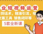 5套·美业短视频运营课从场景到话术·精准引流·吸金文案工具·销售闭环等-新手副业项目