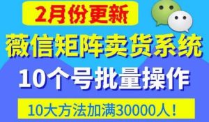 微信矩阵卖货系统，多线程批量养10个微信号，10种加粉落地方法，快速加满3W人卖货！-新手副业项目