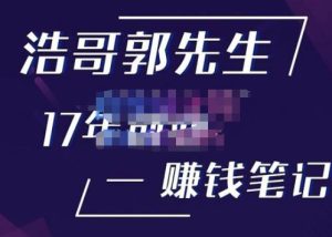 浩哥郭先生17年创业赚米笔记，打开你对很多东西的认知，让你知道原来赚钱或创业不单单是发力就行-新手副业项目