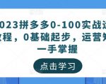 2023拼多多0-100实战运营教程，0基础起步，运营知识一手掌握-新手副业项目