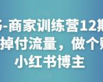小红书-商家训练营12期:让商家丢掉付流量,做个赚钱的小红书博主-新手副业项目