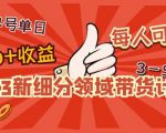 2023新细分领域带货计划:单号单日1000+收益不难,每人可操作3-5个账号-新手副业项目