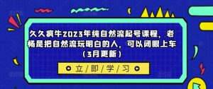 久久疯牛2023年纯自然流起号课程，老杨是把自然流玩明白的人，可以闭眼上车（3月更新）-新手副业项目