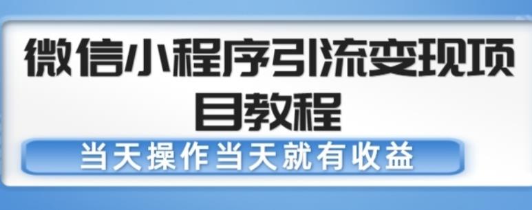 微信小程序引流变现项目教程，当天操作当天就有收益，变现不再是难事-新手副业项目