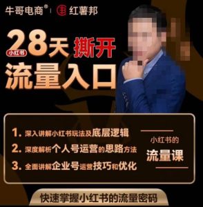 牛哥电商红薯邦28天撕开小红书流量入口，小红书运营系列课，快速掌握小红书的流量密码-新手副业项目