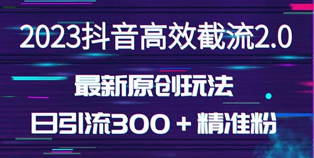 日引300＋创业粉，独家抖音高效截流2.0玩法（价值1280）-新手副业项目