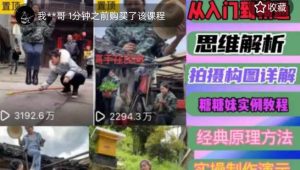 东方糖糖妹抖音短视频全套实战课思维+拍摄+剪辑+运营,从入门到精通-新手副业项目