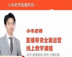 小韦老师直播带货运营线上教学，起号-数据指标-投流-主播训练-新手副业项目